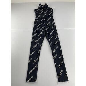 Adidas Logo Catsuit Jumpsuit Size XS Black Spellout NWT HM4890